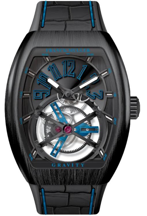 Best FRANCK MULLER Vanguard Gravity Tourbillon Brushed Black Titanium - Blue V 45 T GR CS (BL) (NR BR TT) (NR.NR BL) Replica Watch